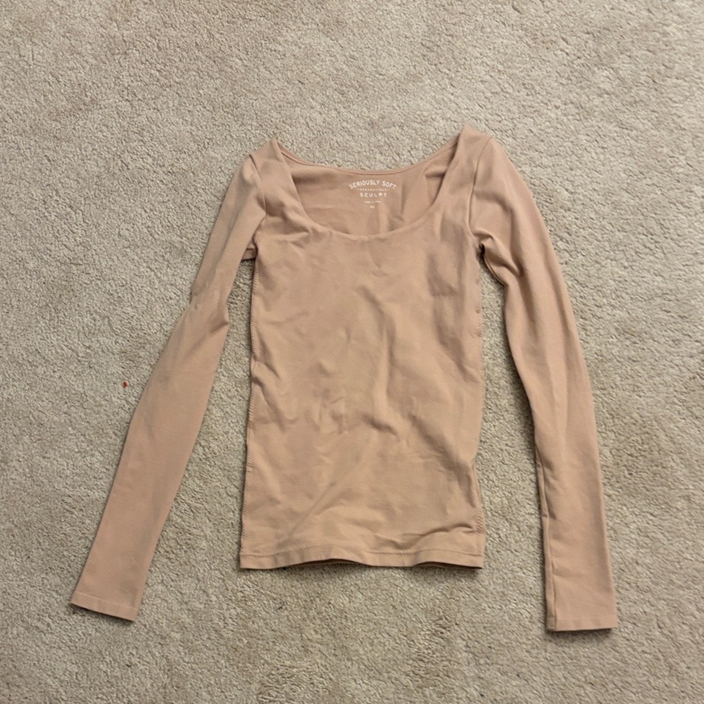 Aeropostale Women's Long Sleeve Beige Top